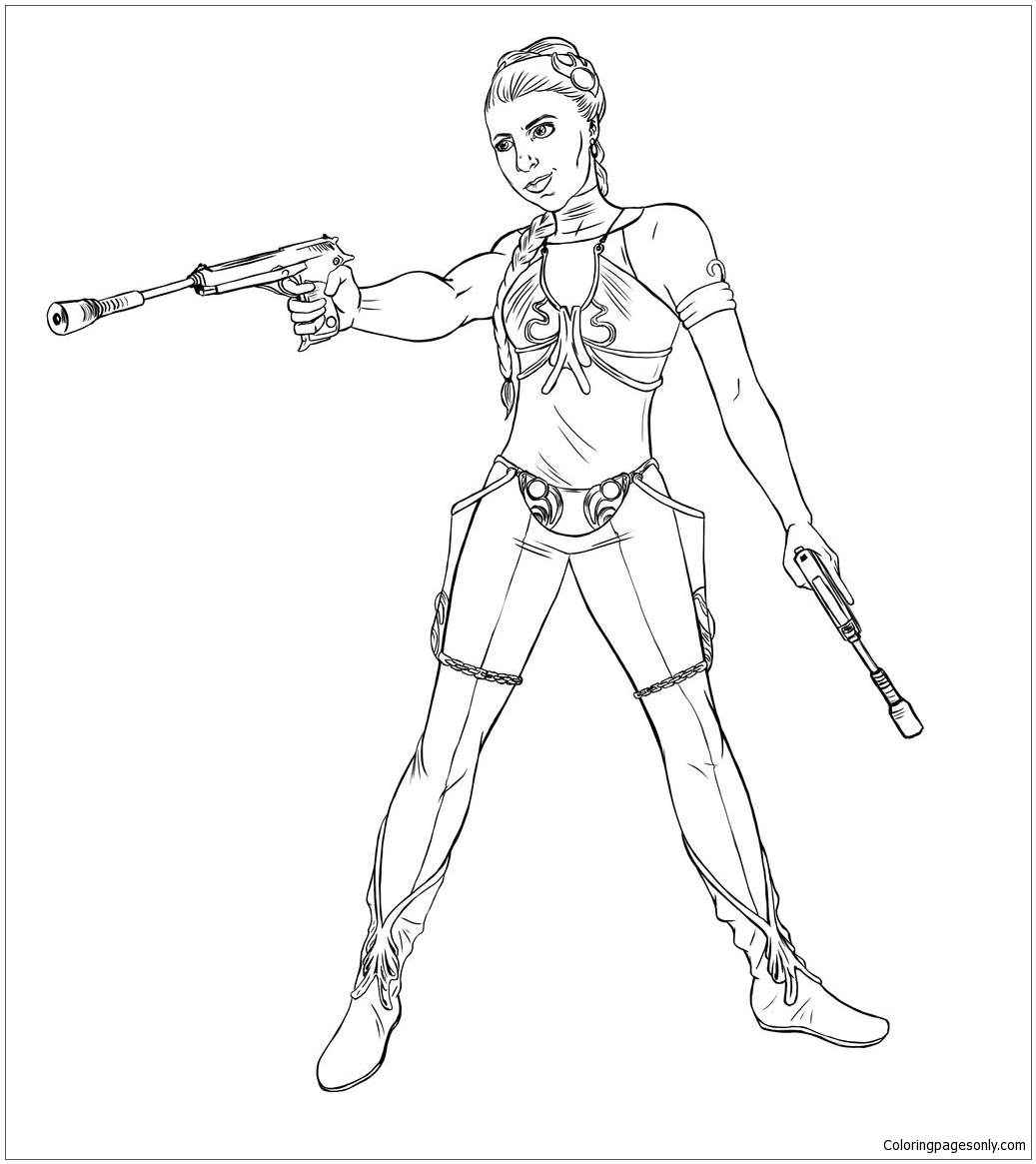 Star wars princess leia coloring page