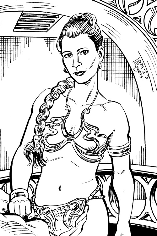 Tom rogers ics â x ink sketch of princess leia in her famous