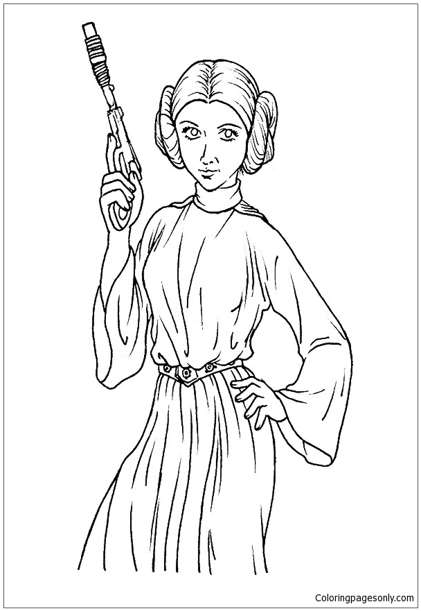 Star wars princess leia organa coloring page