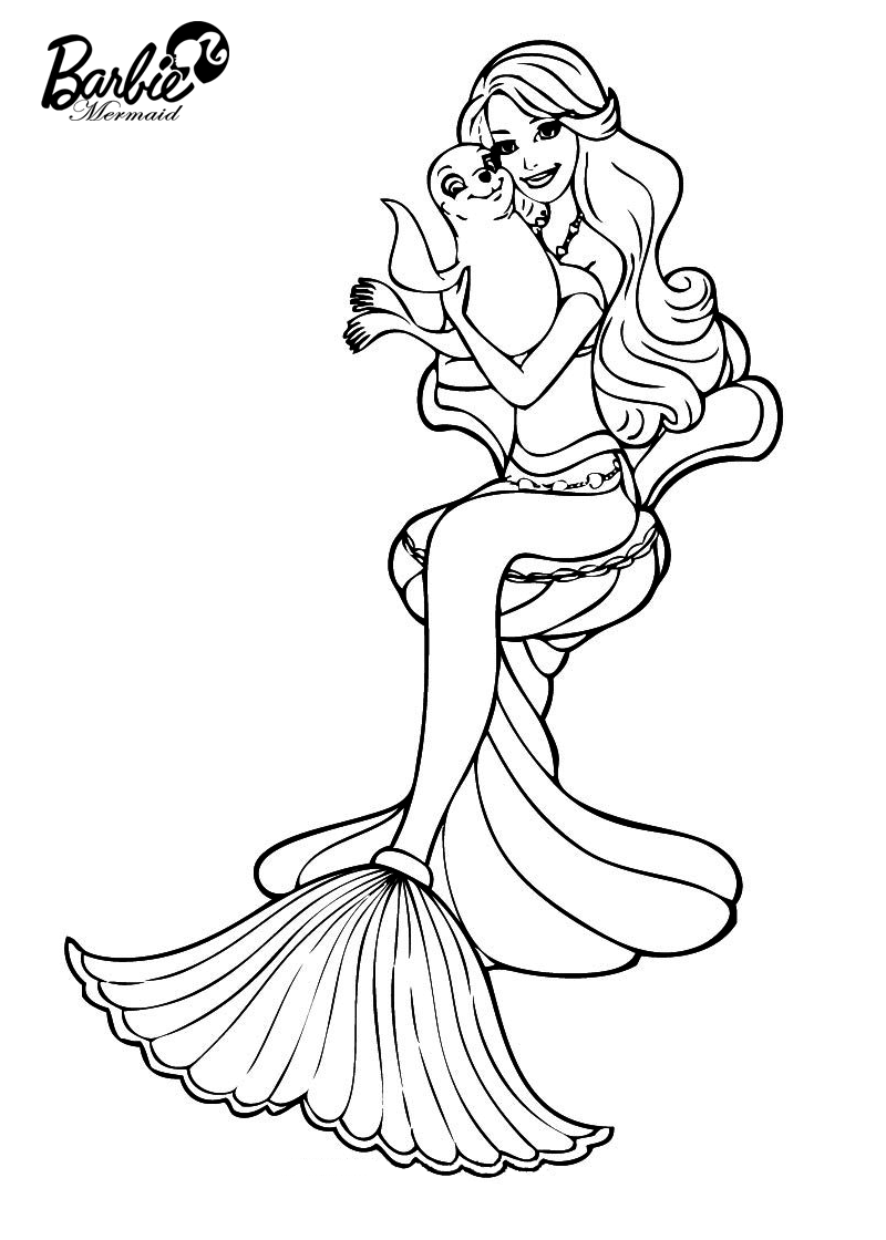 Barbie mermaid coloring pages