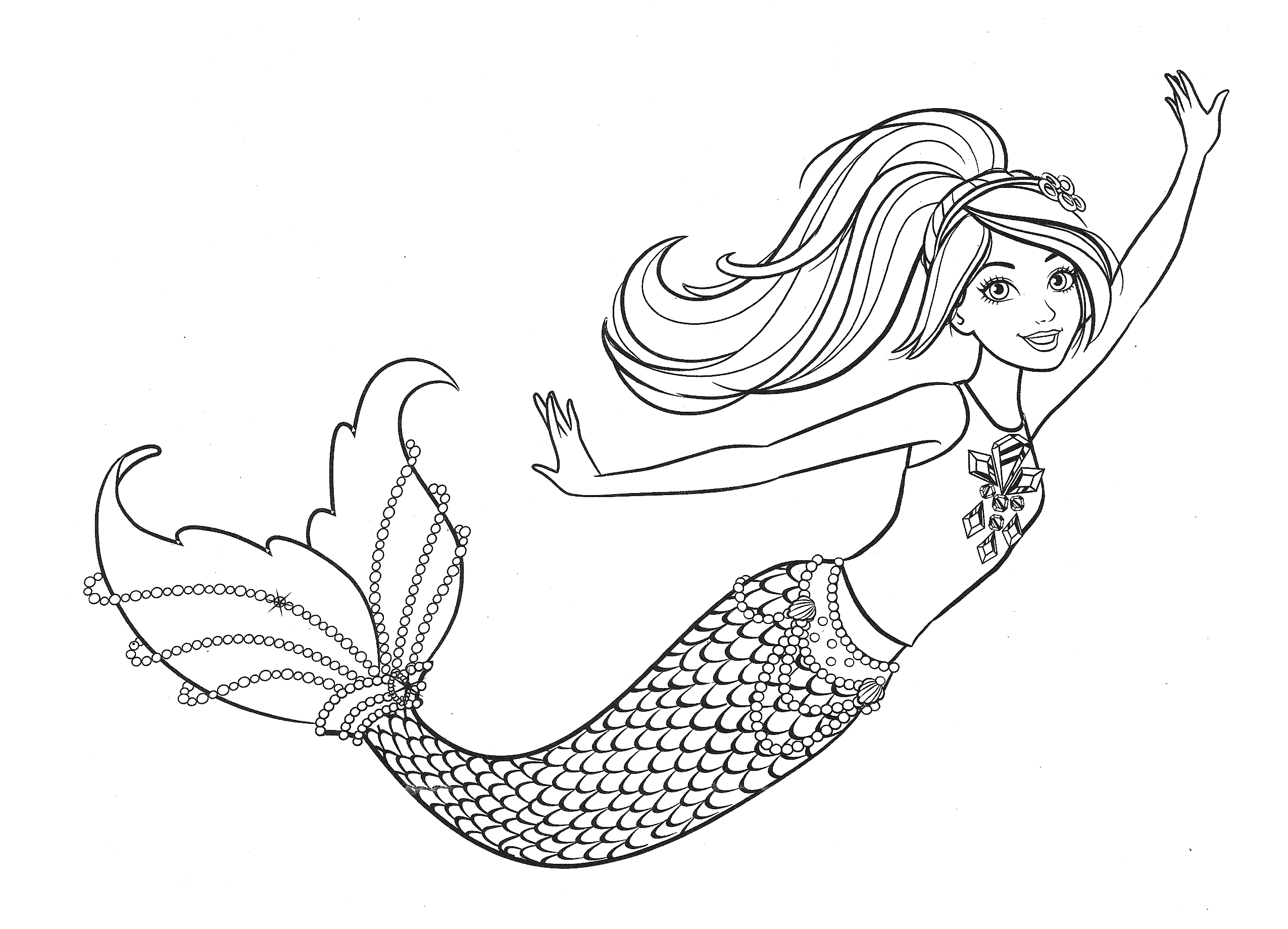 Beautiful mermaid barbie coloring pages