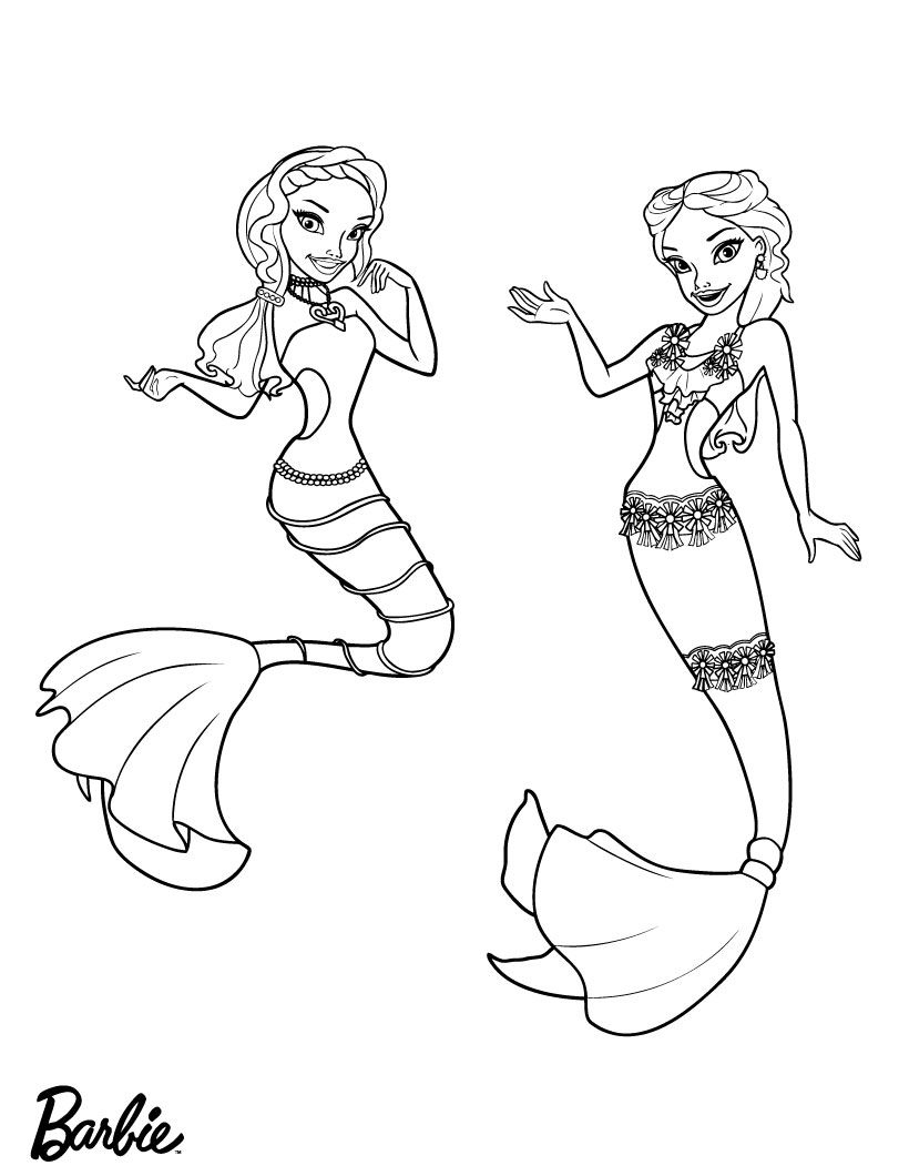 Barbie mermaid coloring pages