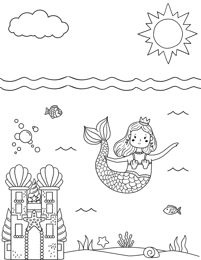 Free printable mermaid coloring pages for kids