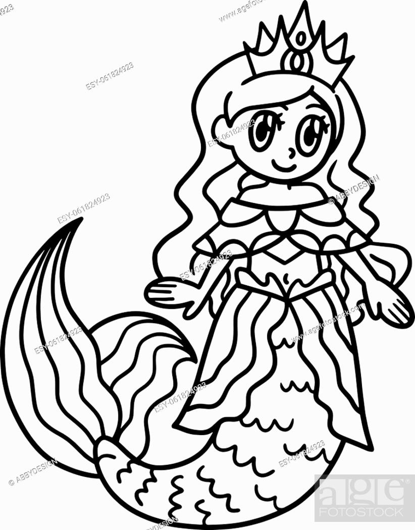 A cute and funny coloring page of a princess mermaid provides hours of coloring fun for children stock vector vector and low budget royalty free image pic esy