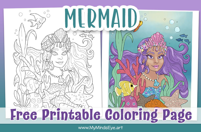 Mermaid princess coloring page c