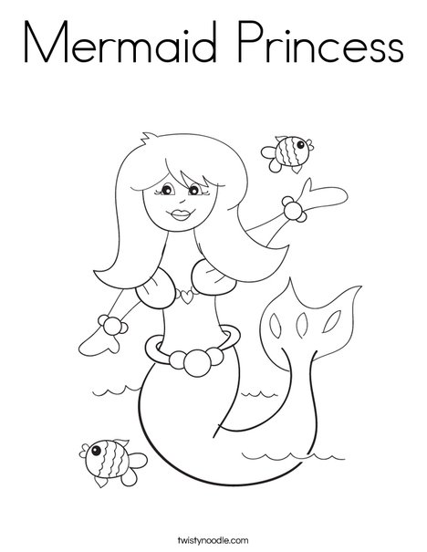 Mermaid princess coloring page