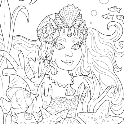 Mermaid princess coloring page c