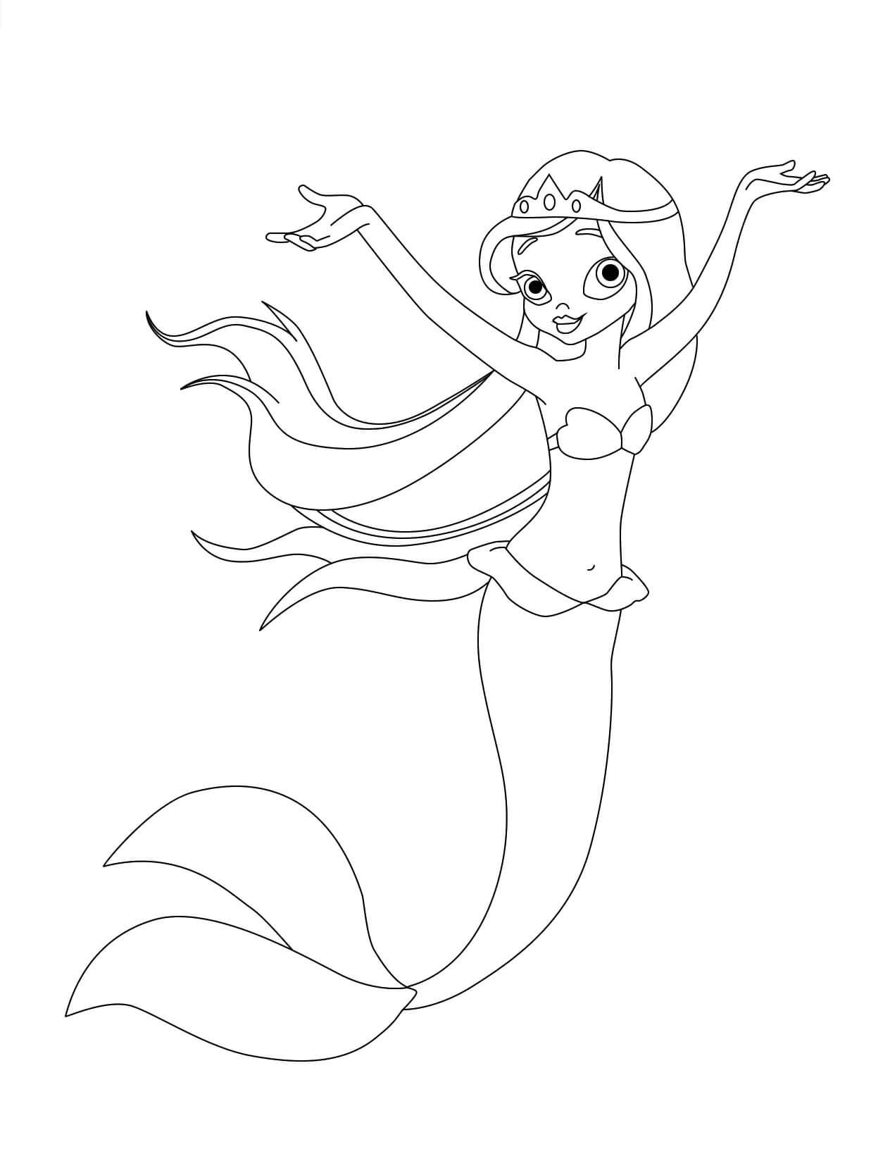 Mermaid princess coloring page