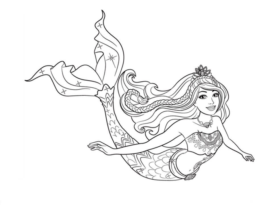 Princess barbie mermaid coloring page