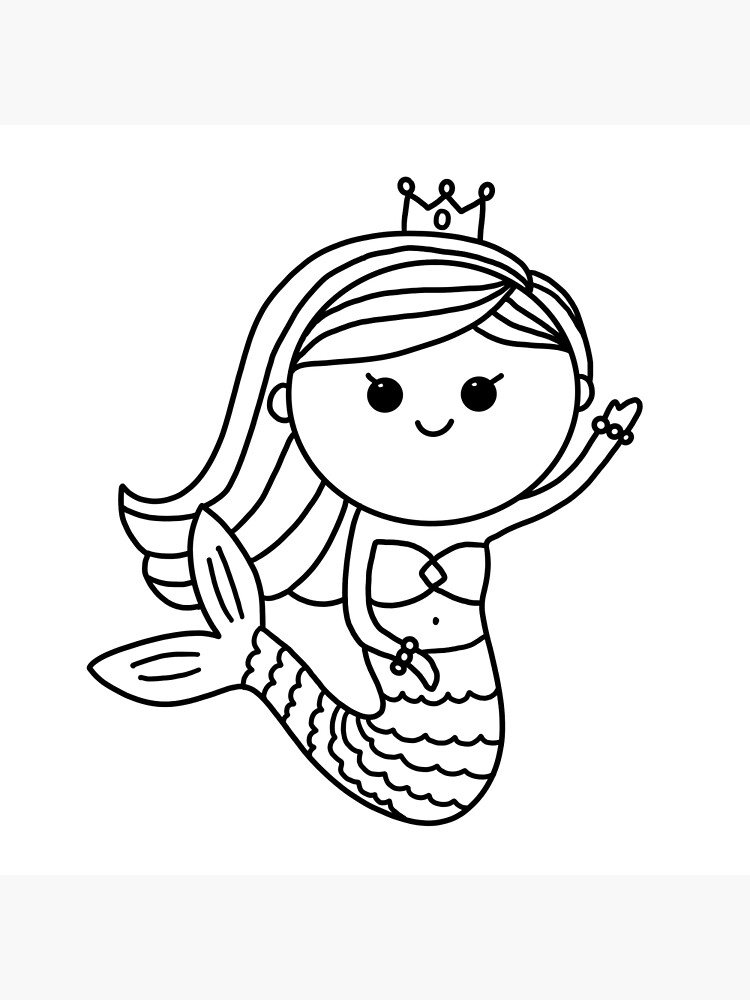 Diy mermaid coloring bye bye princess mermaid for painting activity at home art board print for sale by tina