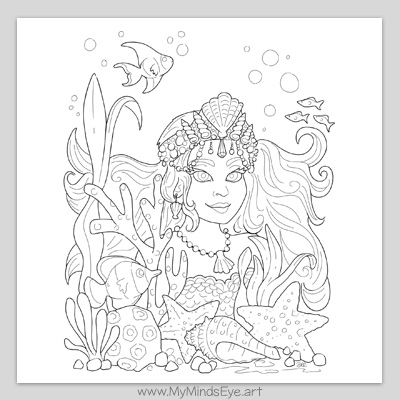 Mermaid princess coloring page c