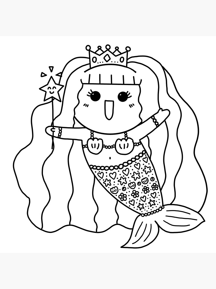 Diy mermaid coloring mermaid princess activity at home photographic print for sale by tina