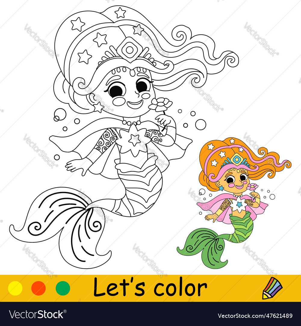 Kids coloring little mermaid princess royalty free vector