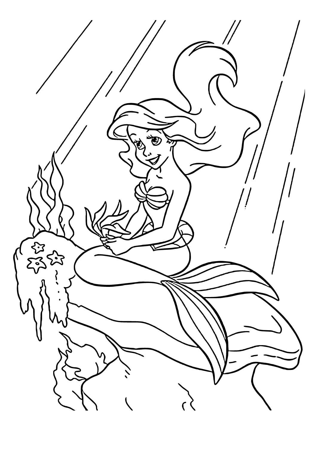 Free printable disney princess mermaid coloring page for adults and kids