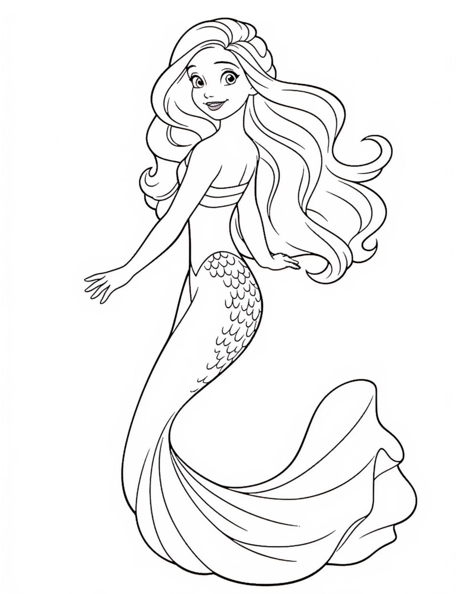 Mermaid coloring pages for kids and adults