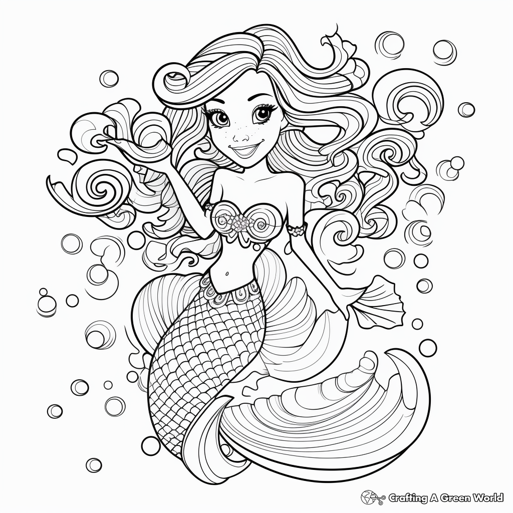 Beautiful mermaid coloring pages