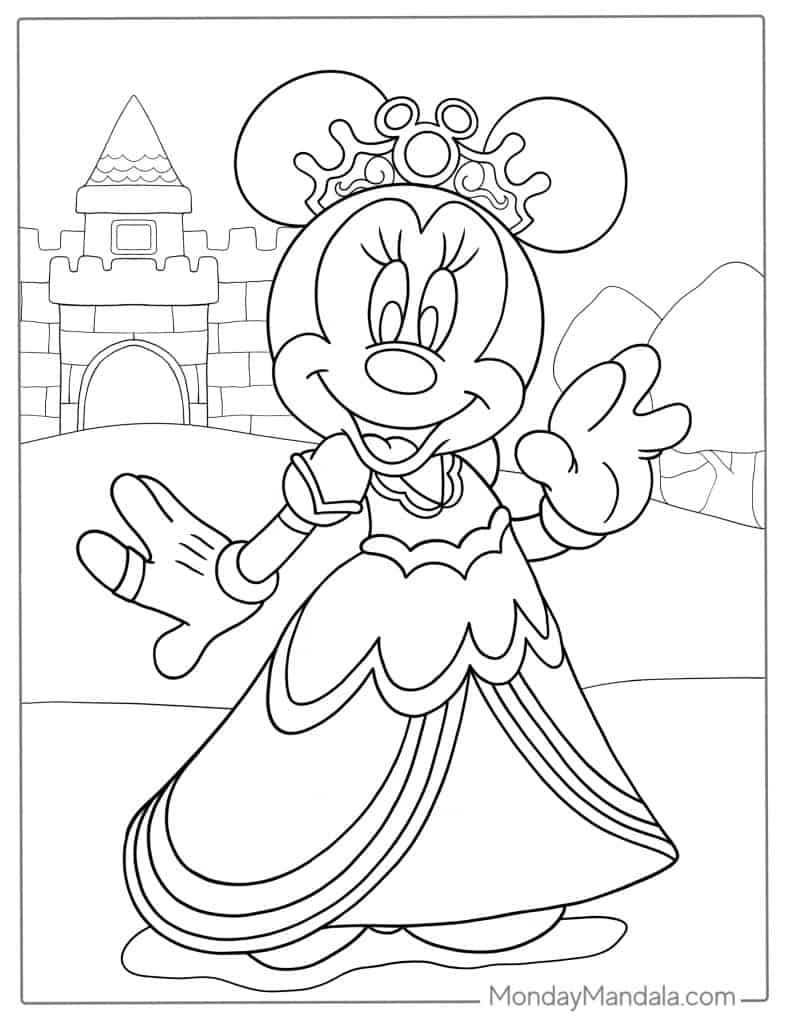 Minnie mouse coloring pages free pdf printables