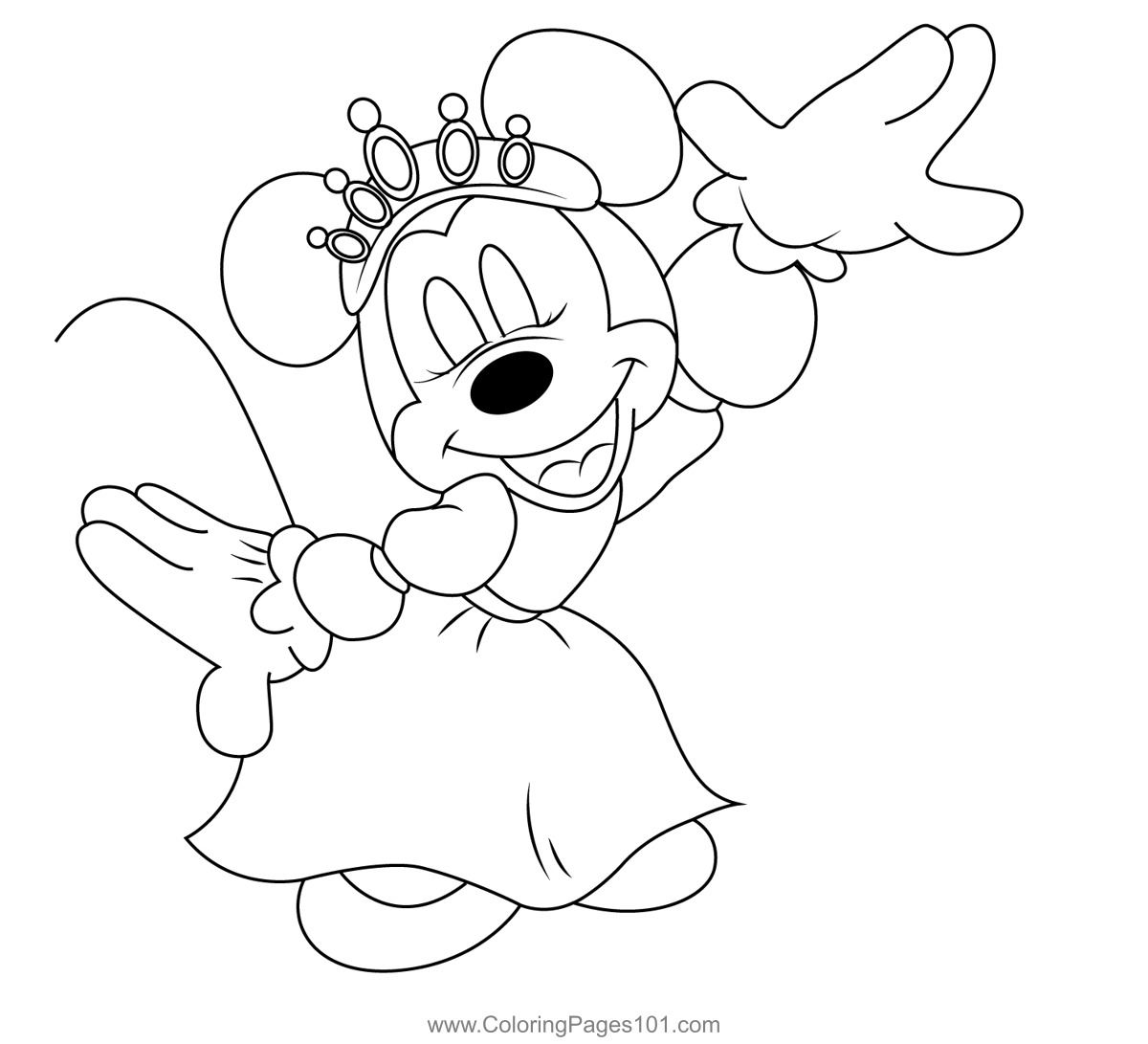 Queen minnie mouse coloring page for kids