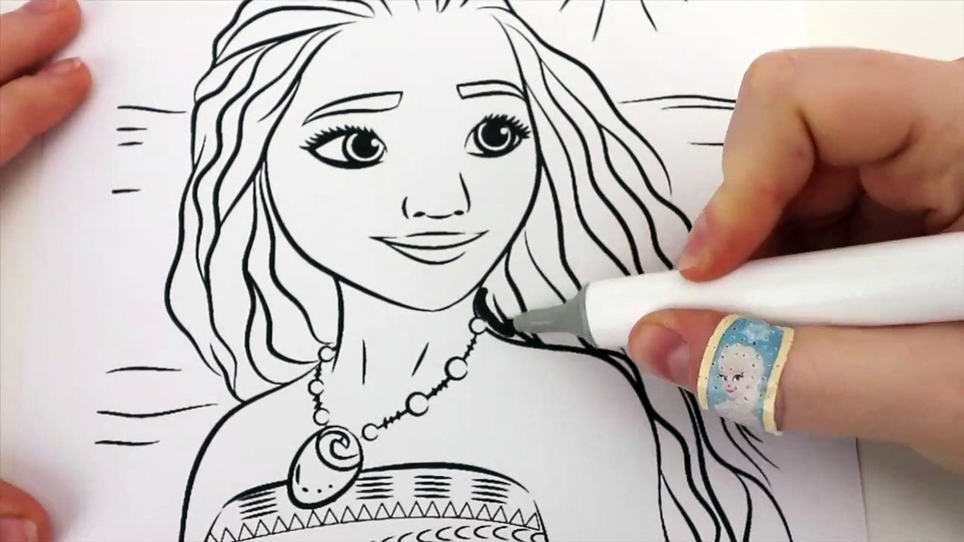 Disney princess moana coloring book videos for kids with heihei and pua coloring pages