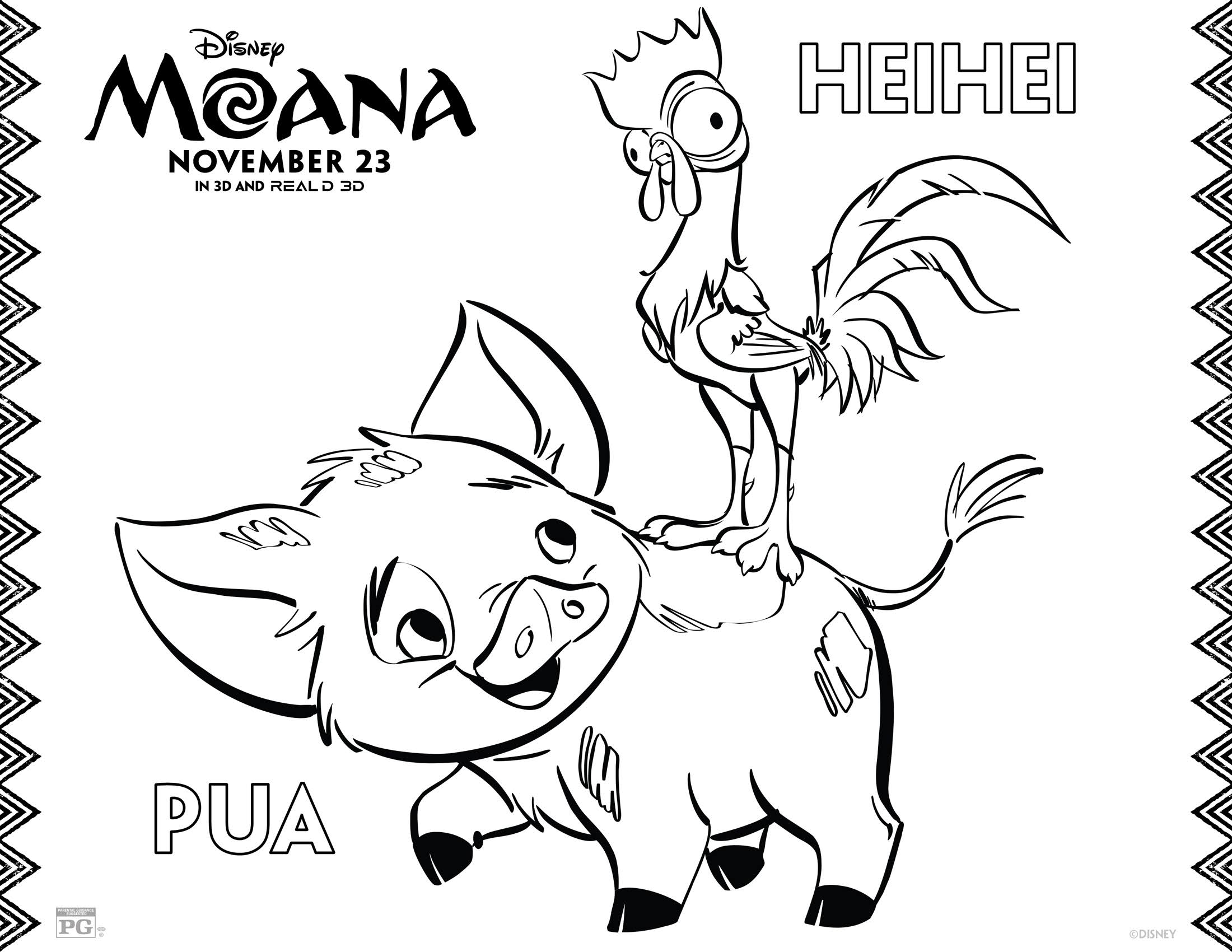 Moana coloring pages activity sheets