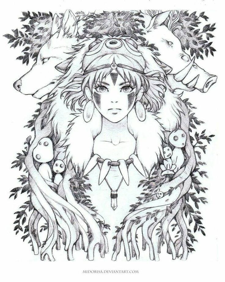 Princess mononoke coloring page