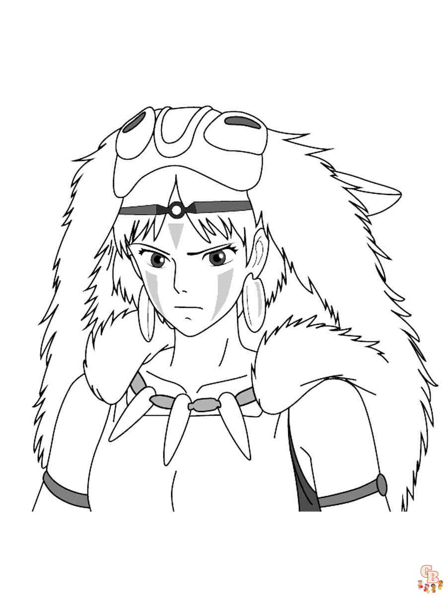 Gratis utskrivbare princess mononoke coloring pages for barn