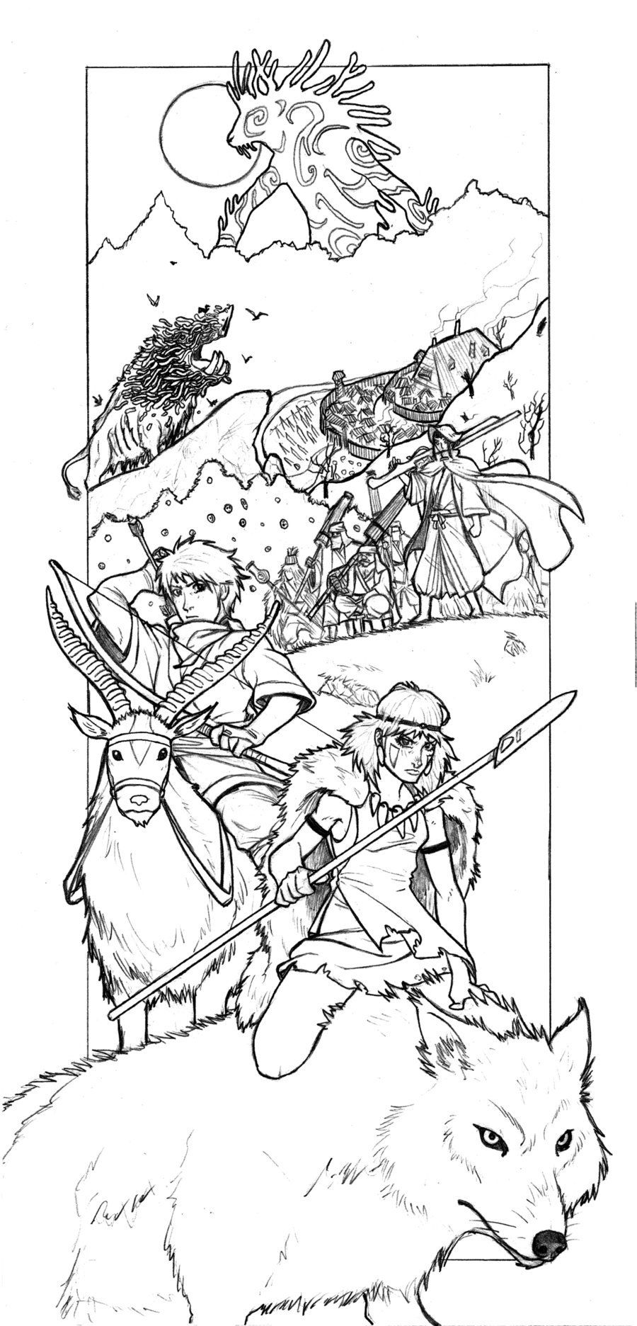 Princess mononoke coloring books ghibli tattoo ghibli art