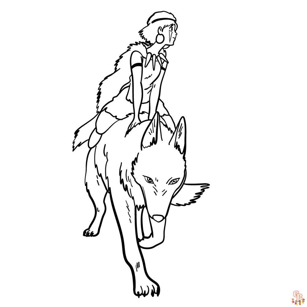 Gratis utskrivbare princess mononoke coloring pages for barn