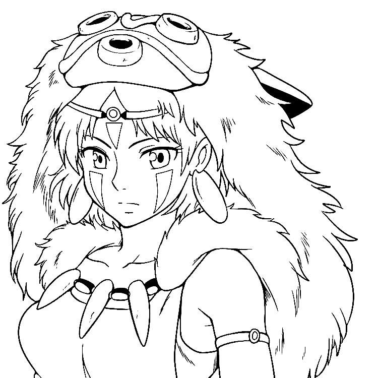 Princess mononoke coloring pages printable for free download