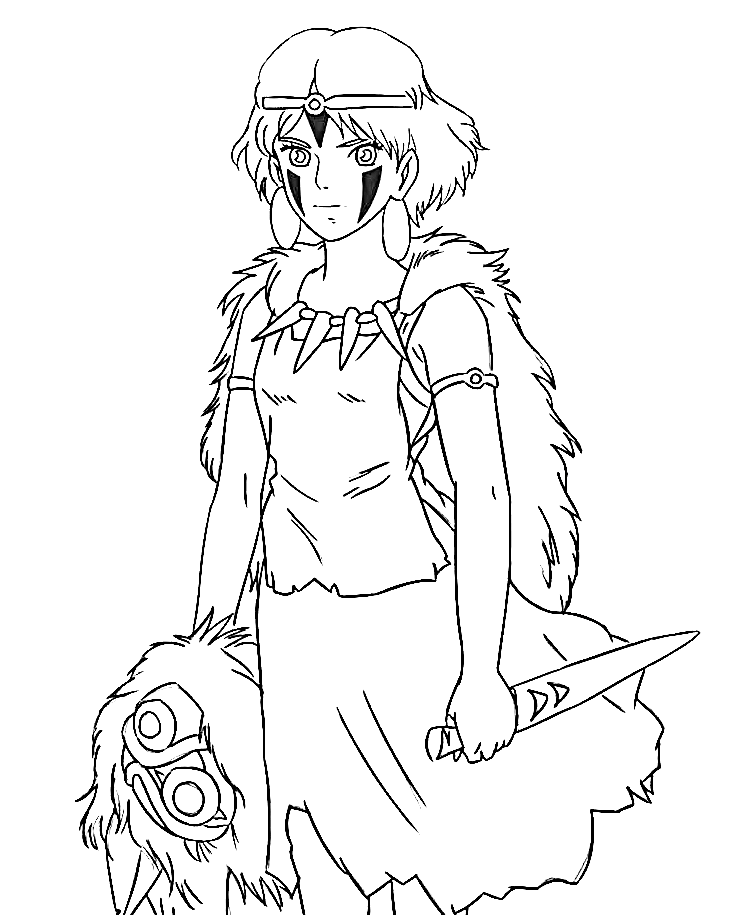 Princess mononoke coloring pages printable for free download