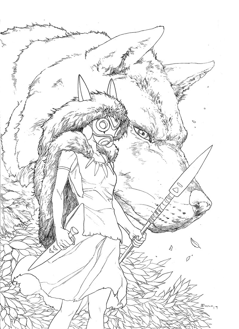 Princess mononoke coloring pages