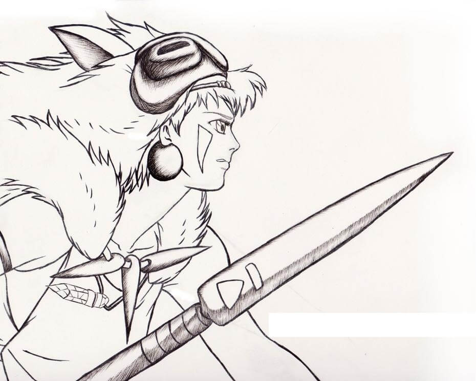 Princess mononoke coloring page