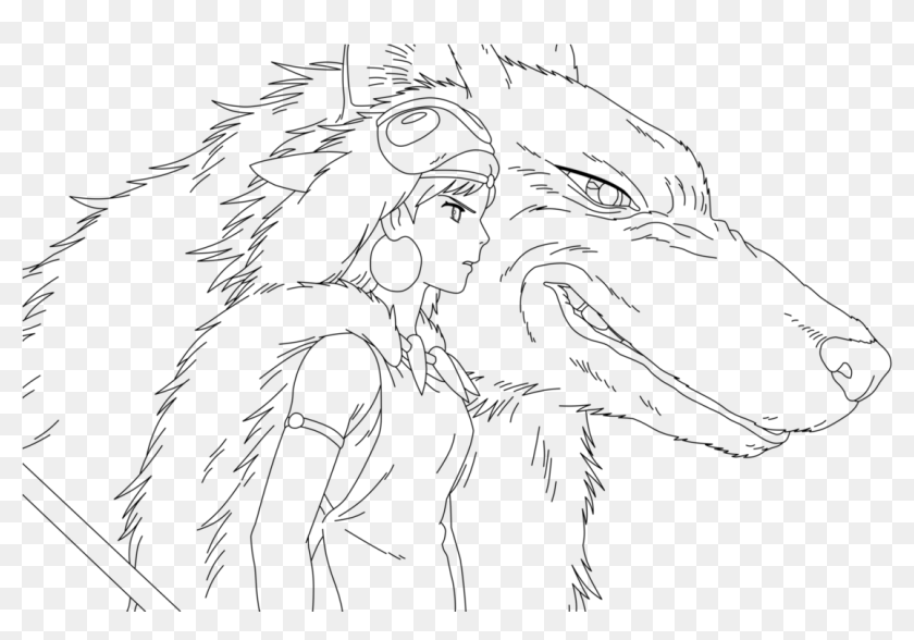 Princess mononoke line art by mitsu ino