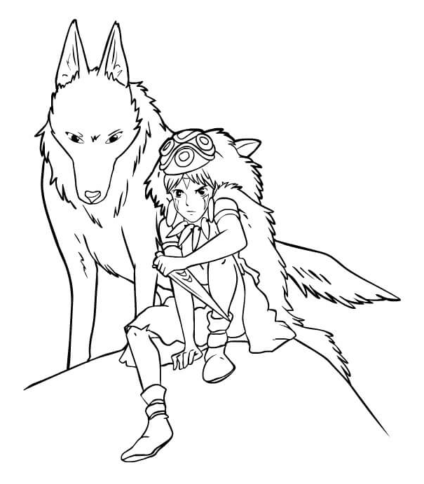 Princess mononoke coloring pages printable for free download