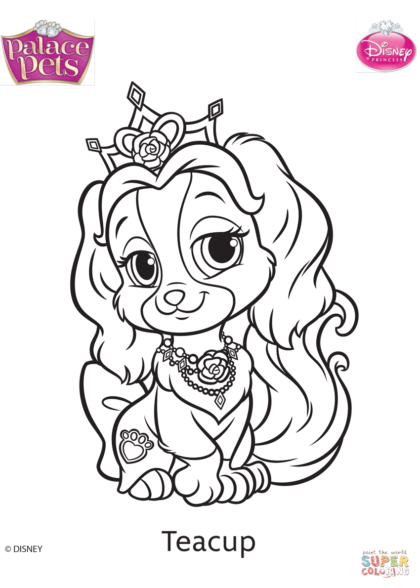 Palace pets teacup coloring page free printable coloring pages