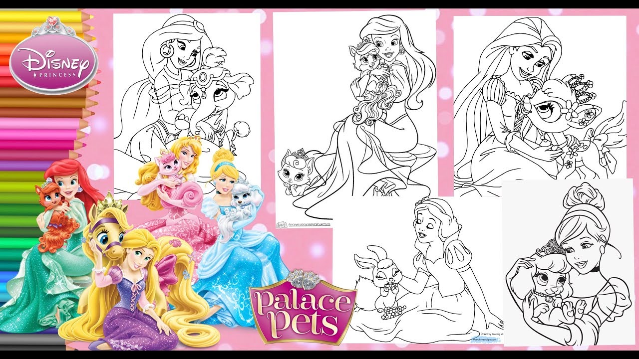 Coloring disney princesses palace pets