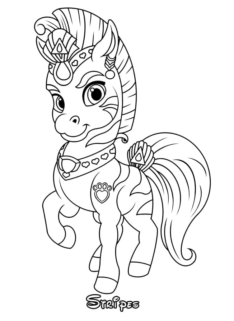 Stripes from palace pets coloring page