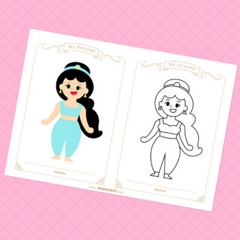 Princess paper doll coloring pages by hisberry tpt