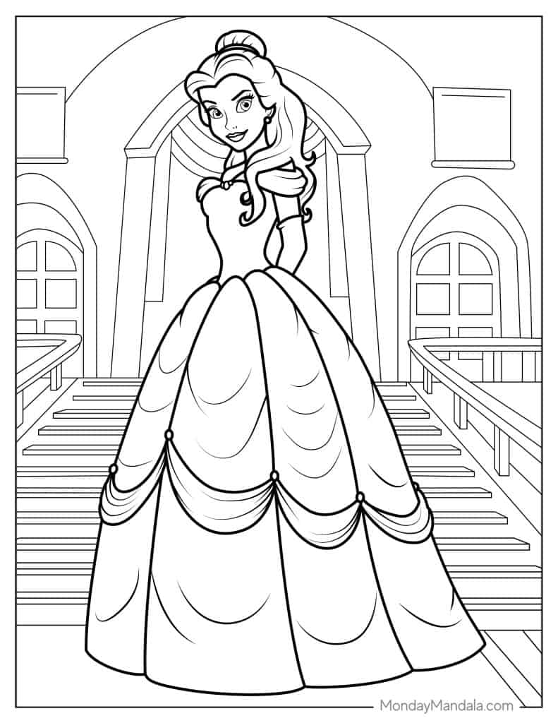 Belle coloring pages free pdf printables