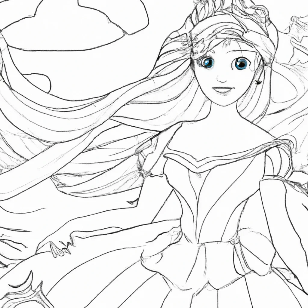 Beautiful princess coloring page free printable pdf