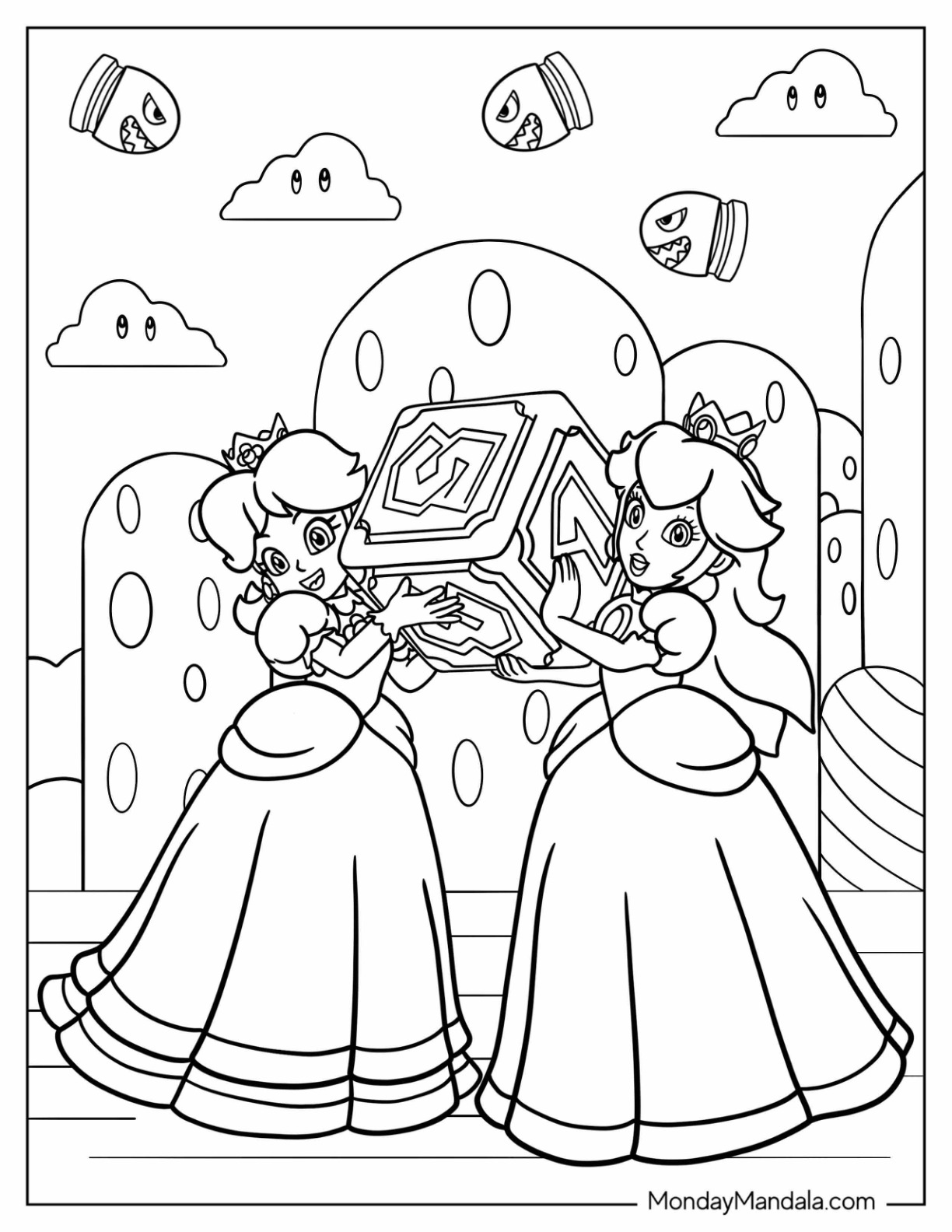 Princess daisy coloring pages free pdf printables