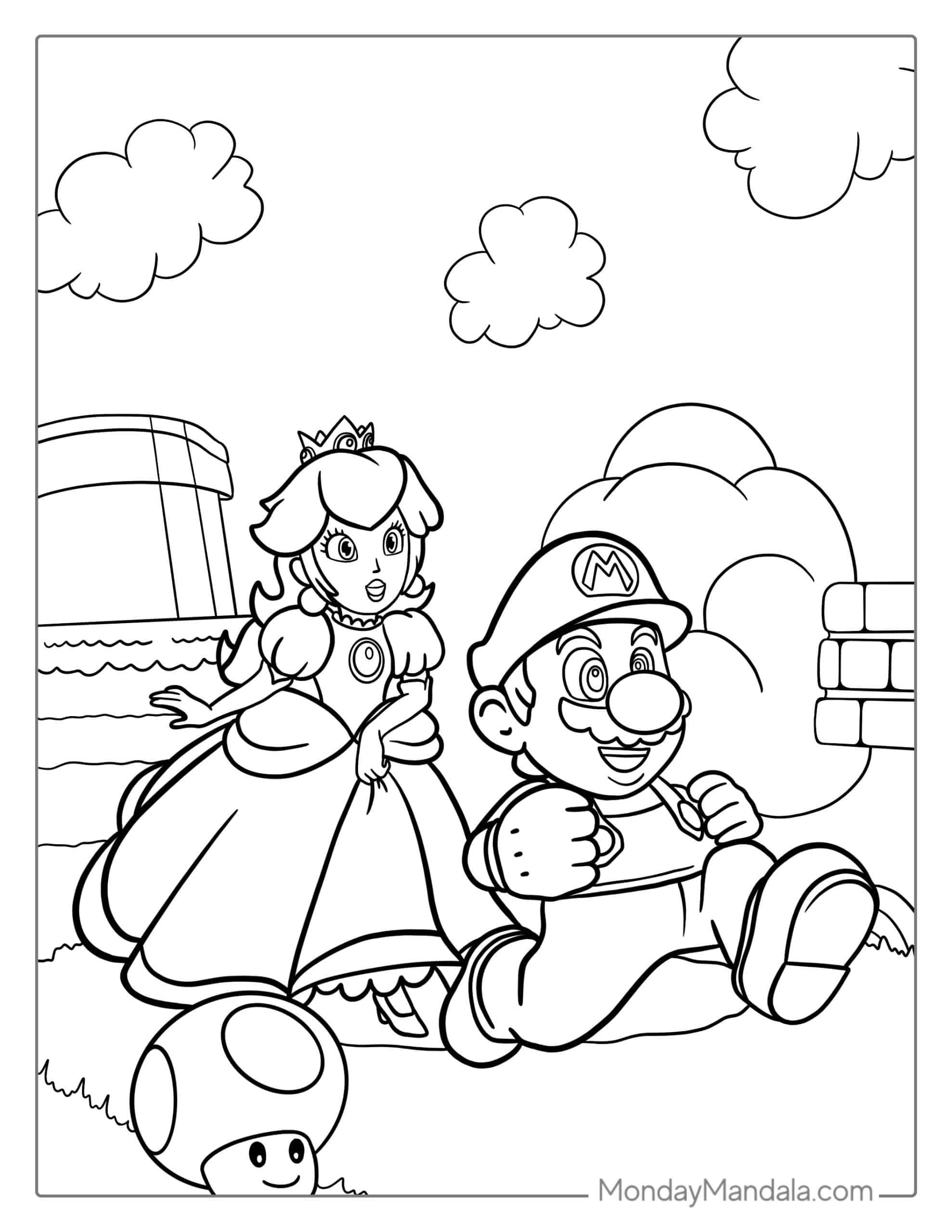 Princess peach coloring pages free pdf printables coloring pages mario and princess peach princess peach