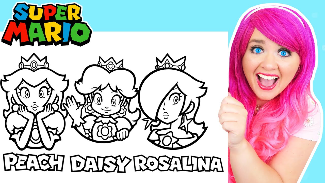 Coloring super mario princess peach daisy rosalina coloring pages prismacolor paint markers