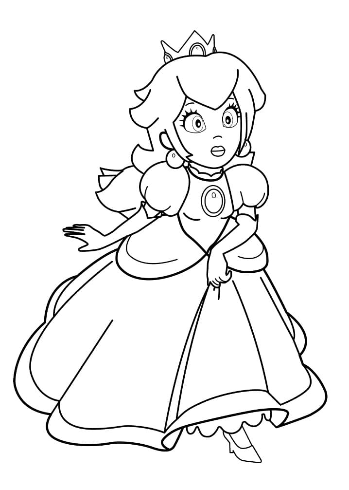 Free princess peach coloring page