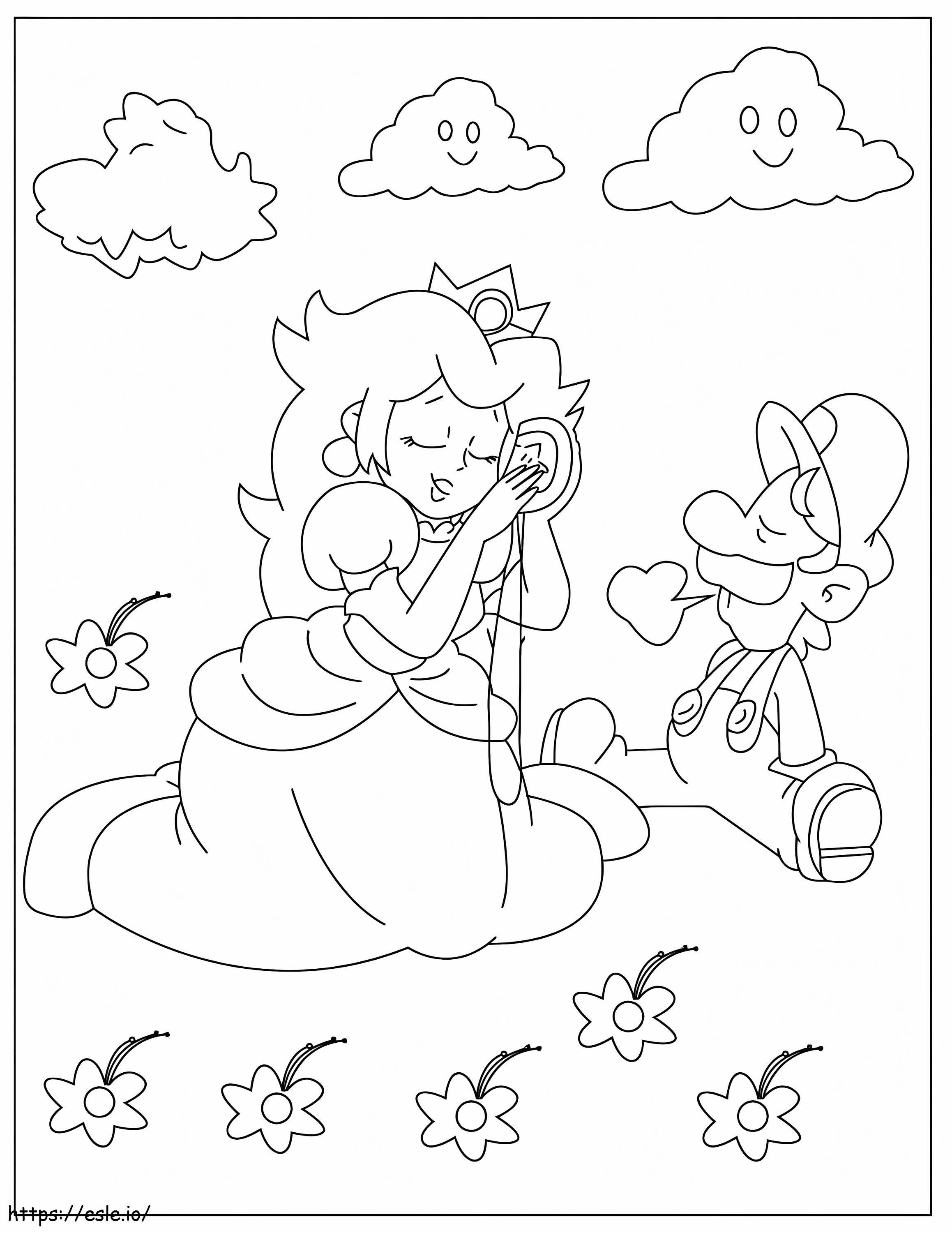 Fun mar and princess peach coloring page