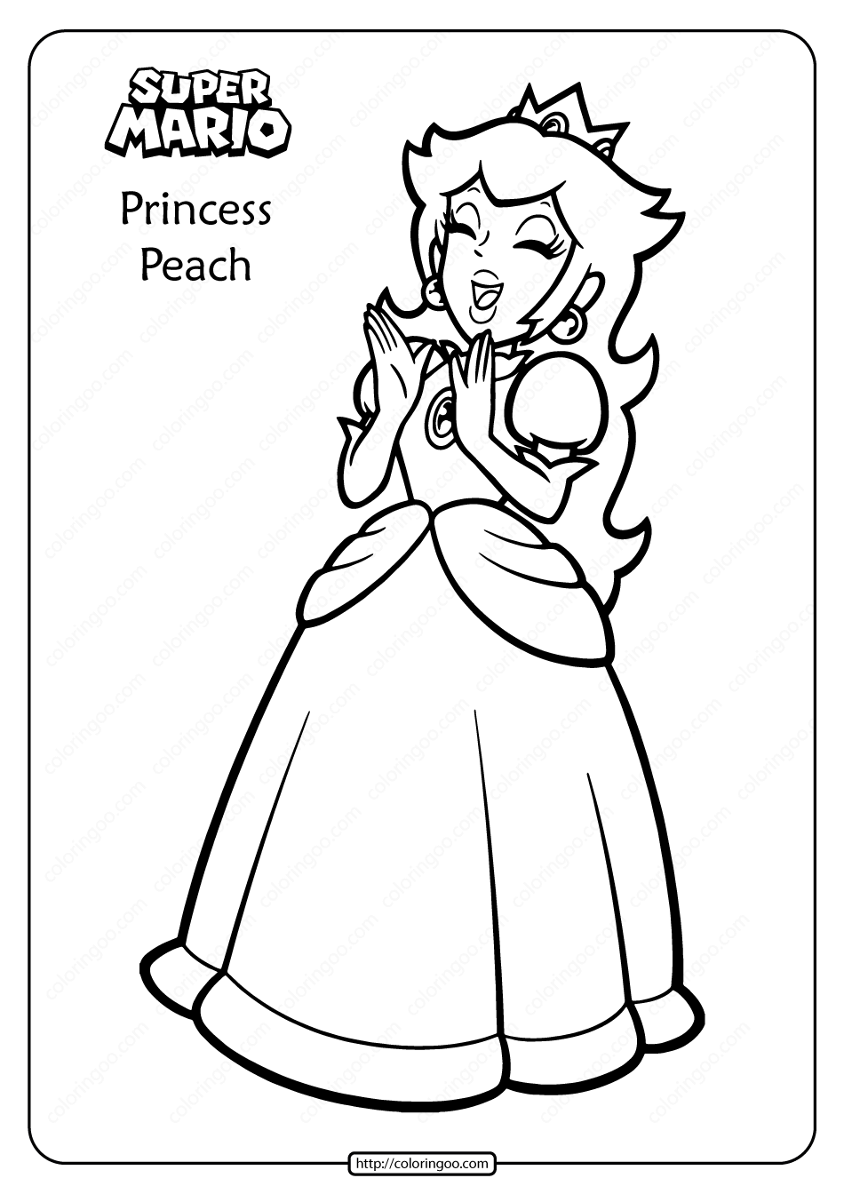 Free printable princess peach pdf coloring page super mario coloring pages mario and princess peach coloring books