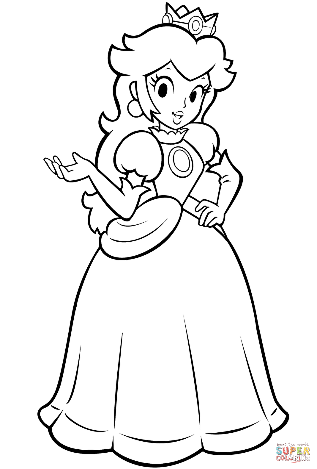 Mario bros princess peach coloring page free printable coloring pages