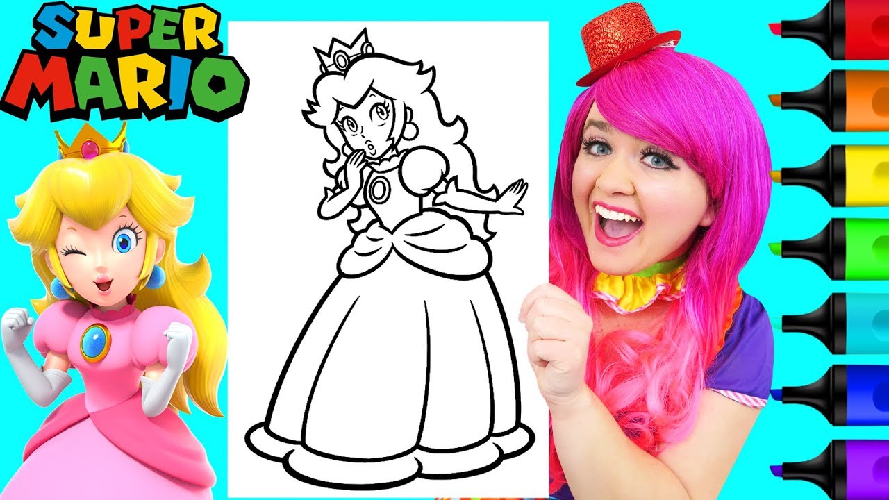 Coloring princess peach super ario nintendo coloring page prisacolor arkers kii the clown