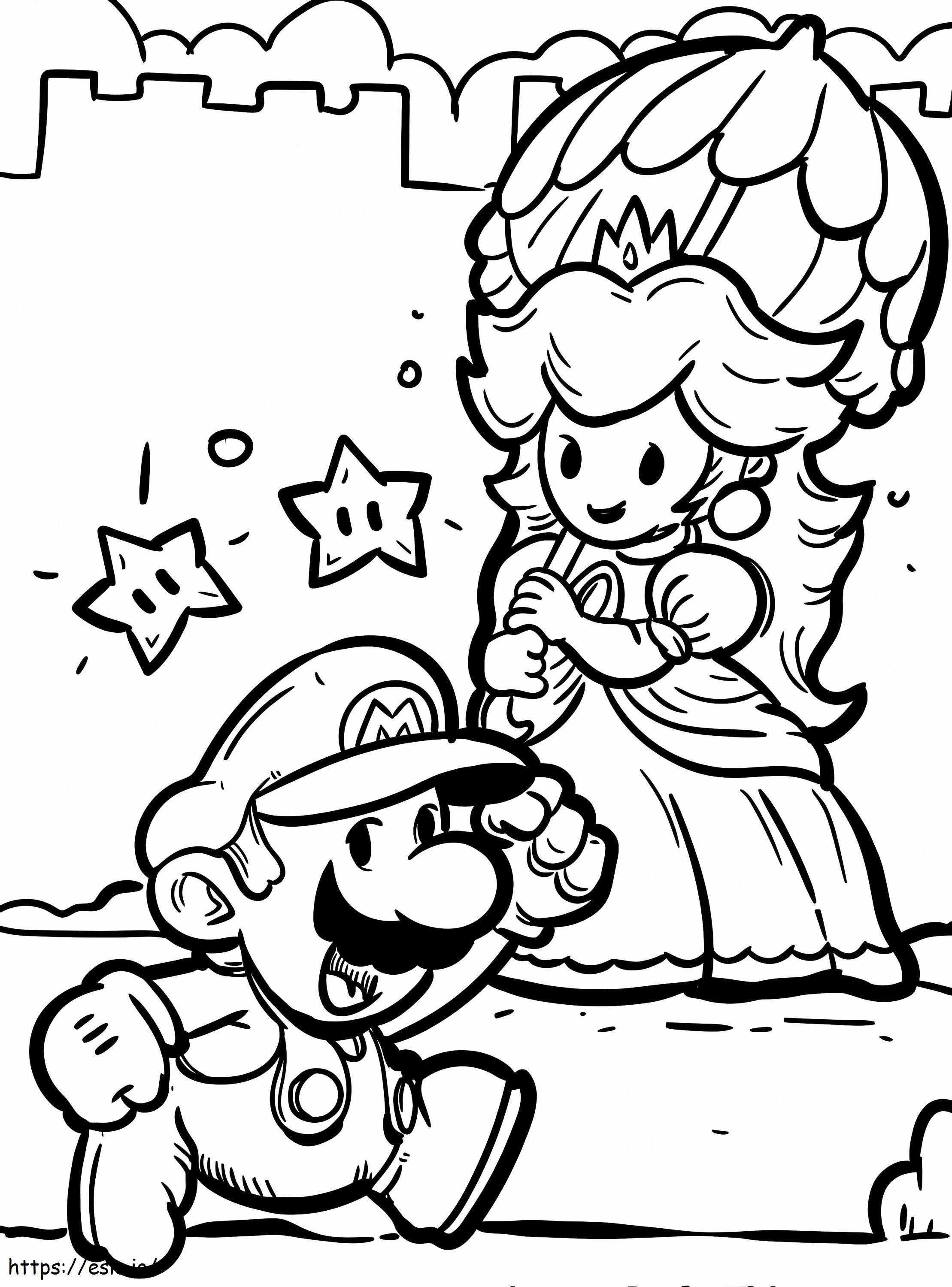 Peach and super mar coloring page