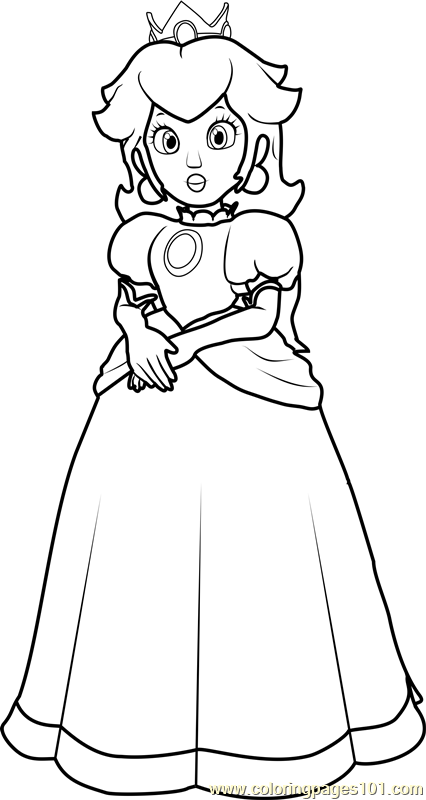 Princess peach coloring page for kids
